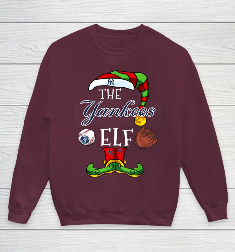 New York Yankees Christmas ELF Funny MLB Youth Sweatshirt 4