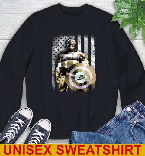 Anaheim Ducks NHL Hockey Captain America Marvel Avengers American Flag Shirt Sweatshirt