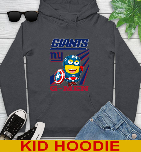 NFL Football New York Giants Captain America Marvel Avengers Minion Shirt Youth Hoodie 9