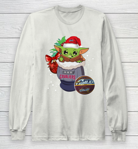 Cleveland Cavaliers Christmas Baby Yoda Star Wars Funny Happy NBA Long Sleeve T-Shirt 12