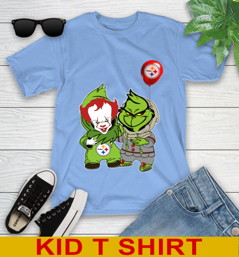 Pittsburgh Steelers Baby Pennywise Grinch Christmas NFL Football Youth T-Shirt 11