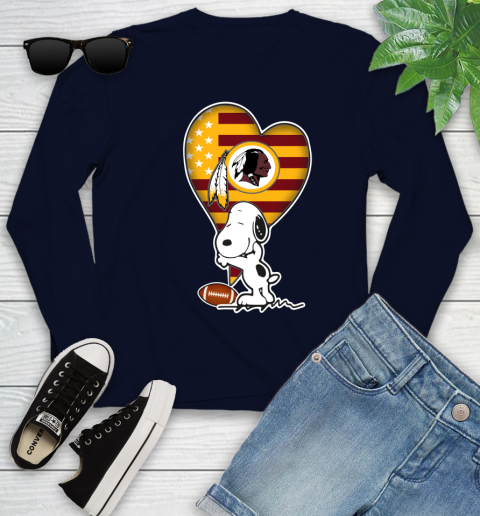 Washington Redskins NFL Football The Peanuts Movie Adorable Snoopy Youth Long Sleeve 3
