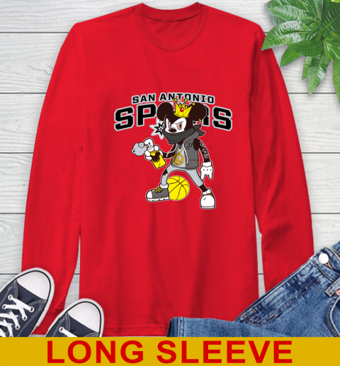 San Antonio Spurs NBA Basketball Mickey Peace Sign Sports Long Sleeve T-Shirt 10