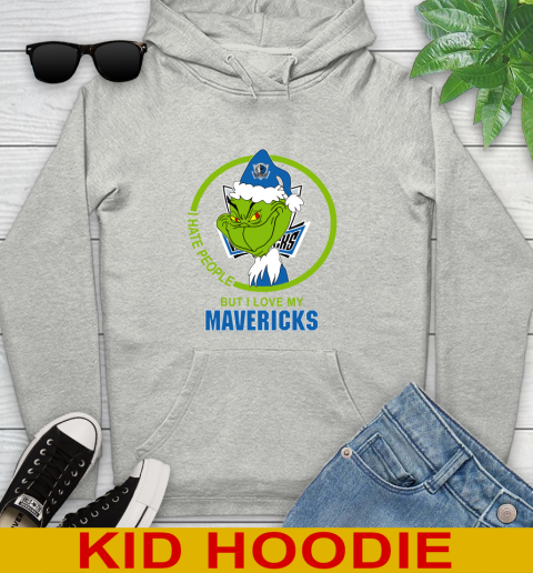 Dallas Mavericks NBA Christmas Grinch I Hate People But I Love My Favorite Basketball Team Youth Hoodie