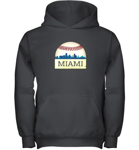 Miami Baseball Shirt Cool Marlin Skyline on Giant Ball Youth Hoodie