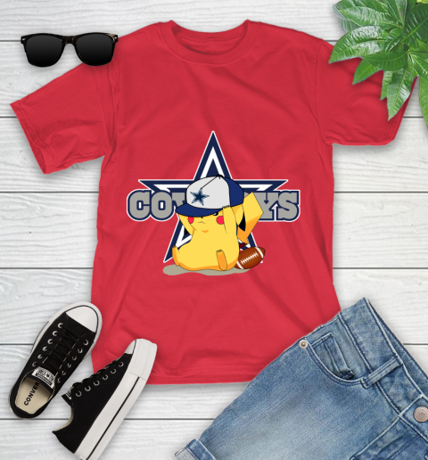 NFL Pikachu Football Sports Dallas Cowboys Youth T-Shirt 10