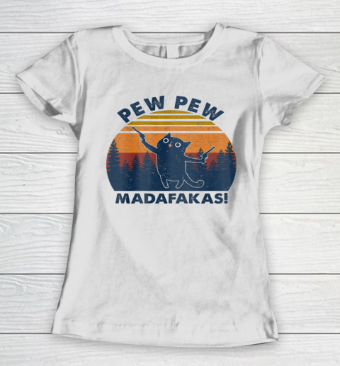 Pew Pew Madafakas Shirt Pew Guns Funny Vintage Black Cat Women's T-Shirt