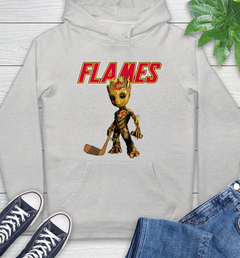 Calgary Flames NHL Hockey Groot Marvel Guardians Of The Galaxy Hoodie