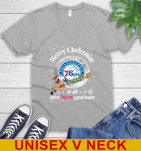 Philadelphia 76ers Merry Christmas To All And To 76ers A Good Season NBA Basketball Sports V-Neck T-Shirt 3