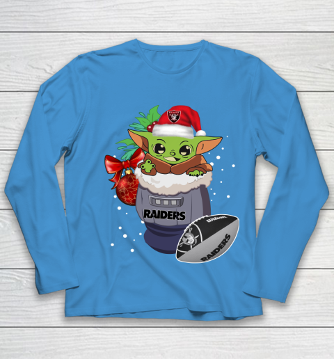 Oakland Raiders Christmas Baby Yoda Star Wars Funny Happy NFL Youth Long Sleeve 7