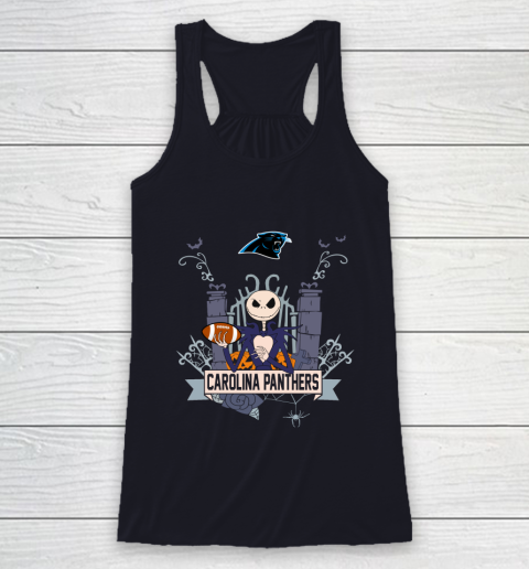NFL Carolina Panthers Football Jack Skellington Halloween Racerback Tank 7