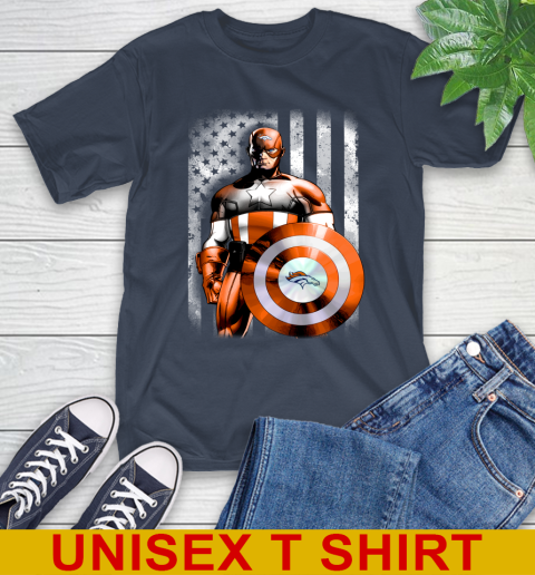 Denver Broncos NFL Football Captain America Marvel Avengers American Flag Shirt T-Shirt 3