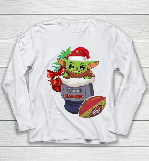 San Francisco 49ers Christmas Baby Yoda Star Wars Funny Happy NFL Youth Long Sleeve 2