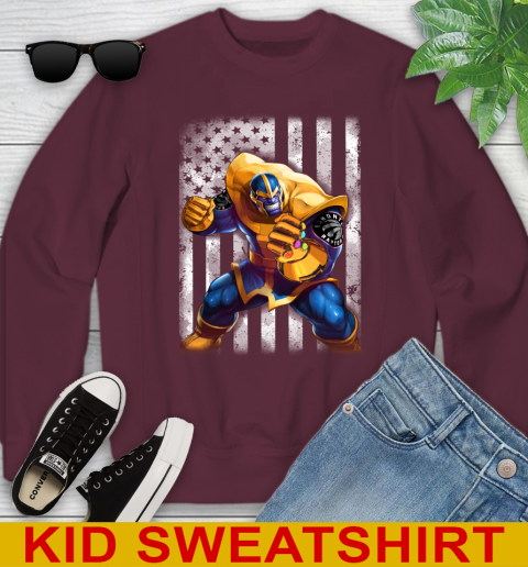 NBA Basketball Toronto Raptors Thanos Marvel American Flag Shirt Youth Sweatshirt 4