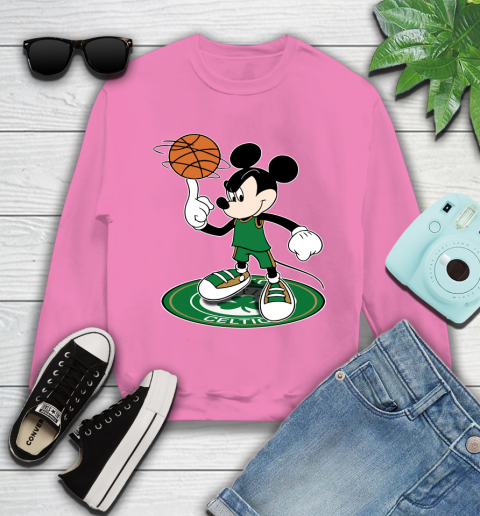 NBA Basketball Boston Celtics Cheerful Mickey Disney Shirt Youth Sweatshirt 6