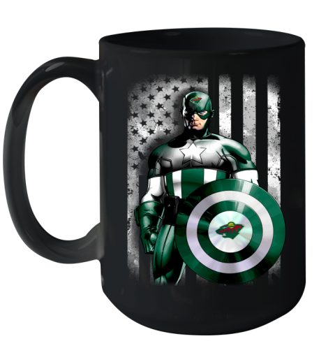 Minnesota Wild NHL Hockey Captain America Marvel Avengers American Flag Shirt Ceramic Mug 15oz