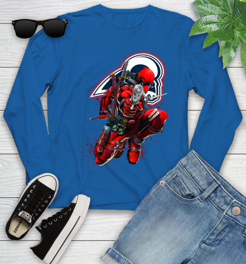 NFL Deadpool Marvel Comics Sports Football Los Angeles Rams Youth Long Sleeve 9