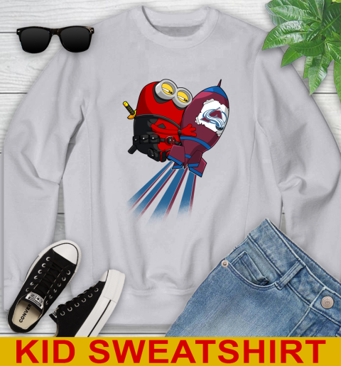 NHL Hockey Colorado Avalanche Deadpool Minion Marvel Shirt Youth Sweatshirt 3