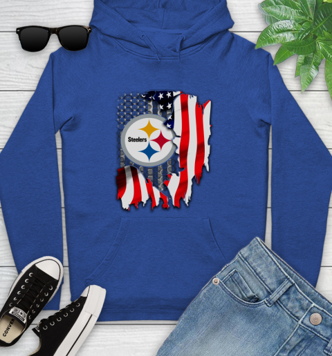 Pittsburgh Steelers NFL Football American Flag Youth Hoodie 11