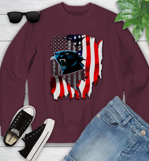 Carolina Panthers NFL Football American Flag Youth Sweatshirt 4