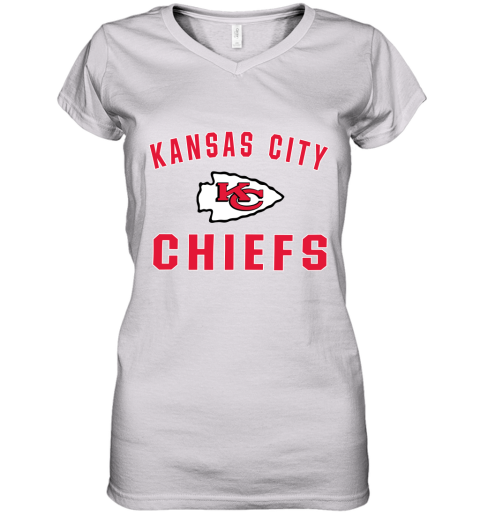 Kansas City Chiefs NFL Pro Line Gray Victory Arch Women's V-Neck T-Shirt