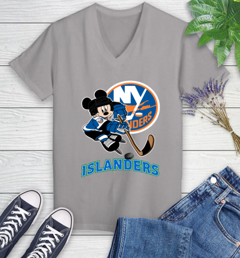 NHL New York Islanders Mickey Mouse Disney Hockey T Shirt Women's V-Neck T-Shirt 4