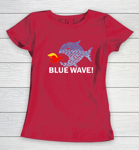 Blue Wave 2024 Funny Big Fish Eat Little Fish Trump Hair Women's T-Shirt 7