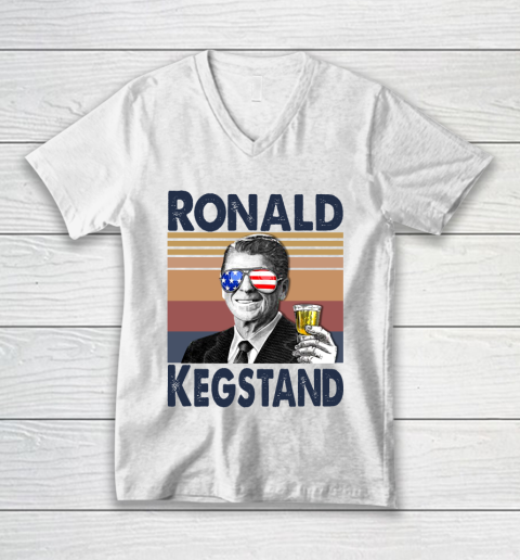 Ronald Kegstand Drink Independence Day The 4th Of July Shirt V-Neck T-Shirt