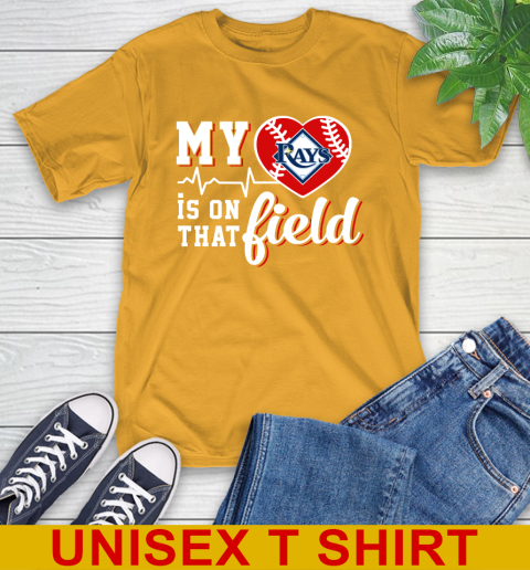 MLB My Heart Is On That Field Baseball Sports Tampa Bay Rays T-Shirt 2