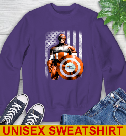 Denver Broncos NFL Football Captain America Marvel Avengers American Flag Shirt Sweatshirt 4