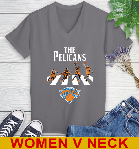 NBA Basketball New York Knicks The Beatles Rock Band Shirt Women's V-Neck T-Shirt - Image 12