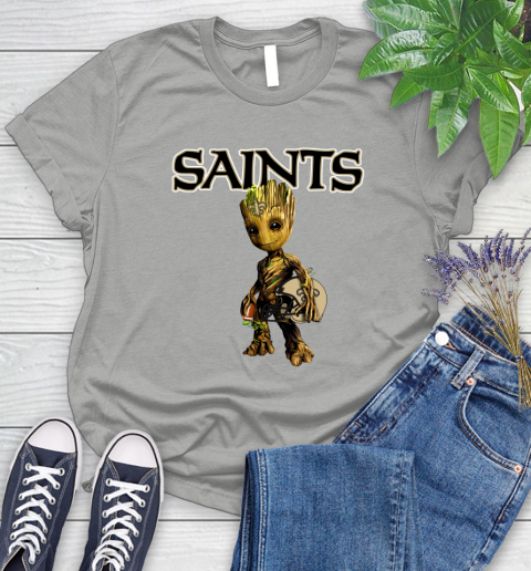 New Orleans Saints NFL Football Groot Marvel Guardians Of The Galaxy Women's T-Shirt 10