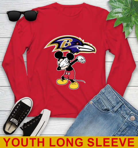 Baltimore Ravens NFL Football Dabbing Mickey Disney Sports Youth Long Sleeve 11