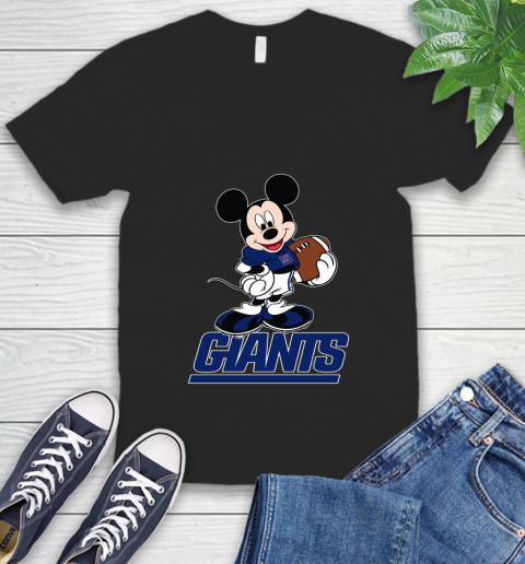 NFL Football New York Giants Cheerful Mickey Mouse Shirt V-Neck T-Shirt