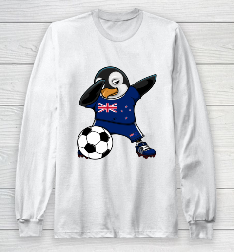 Dabbing Penguin New Zealand Soccer Fan Jersey Football Lover Long Sleeve T-Shirt