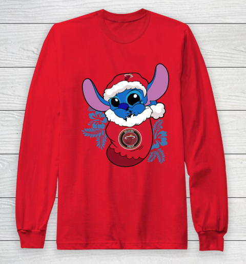Miami Heat Christmas Stitch In The Sock Funny Disney NBA Long Sleeve T-Shirt 10