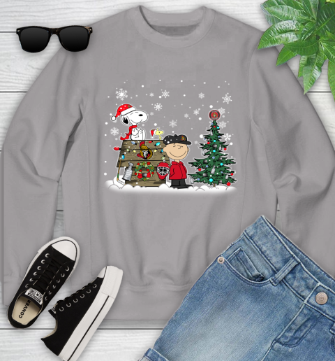 NHL Ottawa Senators Snoopy Charlie Brown Woodstock Christmas Stanley Cup Hockey Youth Sweatshirt 3
