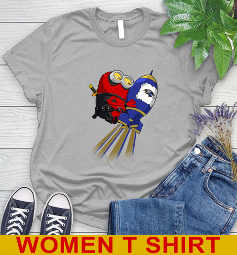 NFL Football Baltimore Ravens Deadpool Minion Marvel Shirt Women's T-Shirt 5
