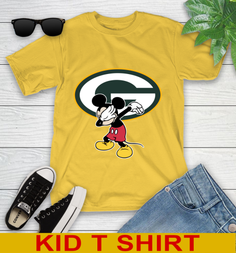 Green Bay Packers NFL Football Dabbing Mickey Disney Sports Youth T-Shirt 8