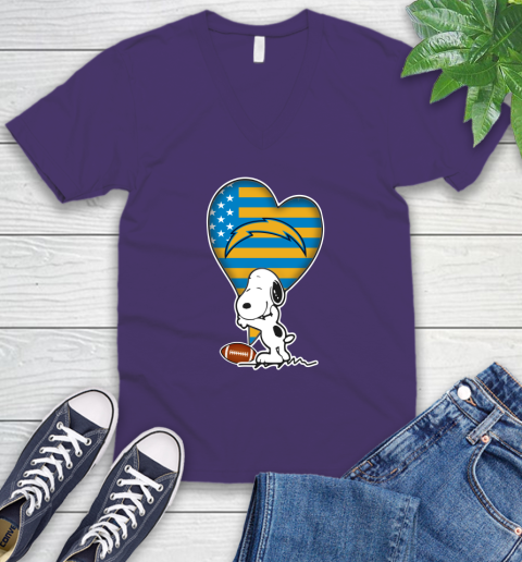 San Diego Chargers NFL Football The Peanuts Movie Adorable Snoopy V-Neck T-Shirt 10