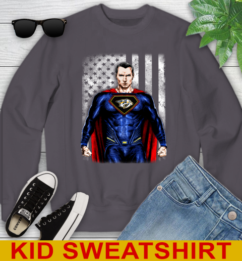 NHL Hockey Nashville Predators Superman DC Shirt Youth Sweatshirt 5