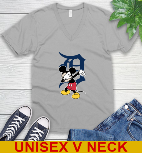 Detroit Tigers MLB Baseball Dabbing Mickey Disney Sports V-Neck T-Shirt 4