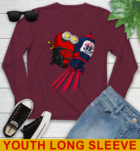 NBA Basketball Washington Wizards Deadpool Minion Marvel Shirt Youth Long Sleeve 6