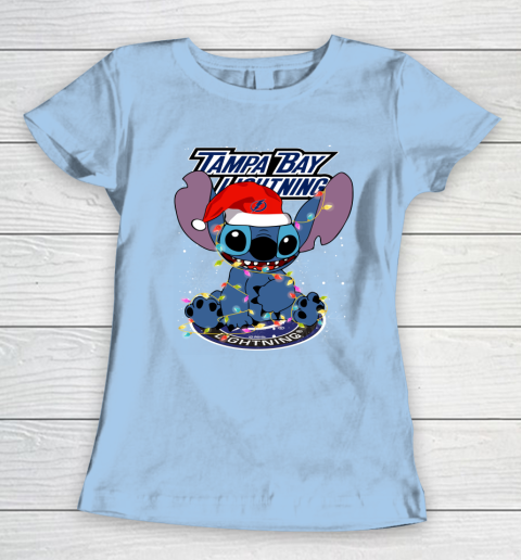 Tampa Bay Lightning NHL Hockey noel stitch Christmas Women's T-Shirt 4