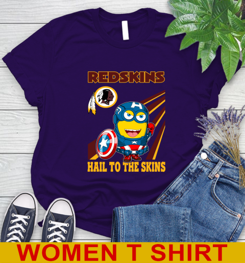 NFL Football Washington Redskins Captain America Marvel Avengers Minion Hail To The Skín Shirt Women's T-Shirt 4