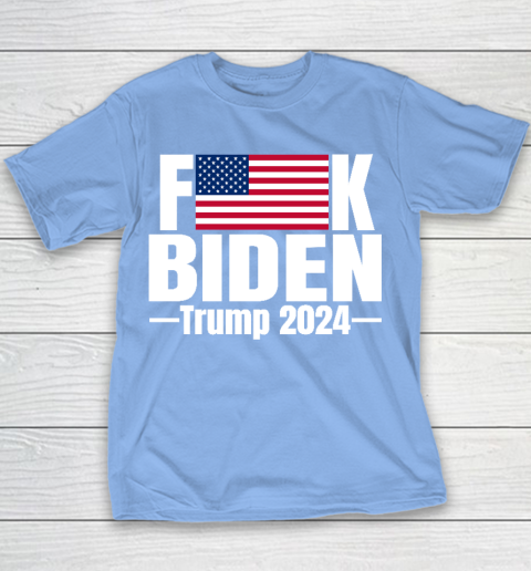 Fuck Biden American Flag Trump 2024 Youth T-Shirt 8