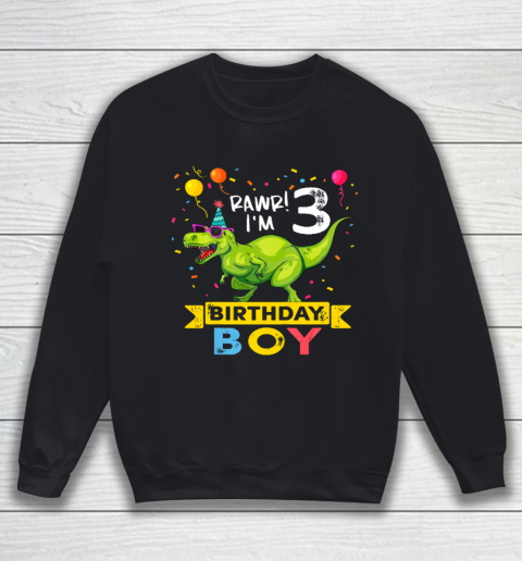 Kids 3 Year Old Shirt 2nd Birthday Boy T Rex Dinosaur Sweatshirt
