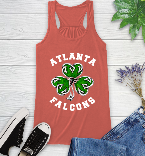 NFL Atlanta Falcons Three Leaf Clover St Patrick's Day Football Sports Racerback Tank - Image 4