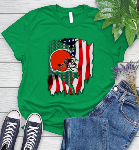 Cleveland Browns NFL Football American Flag Women's T-Shirt 9