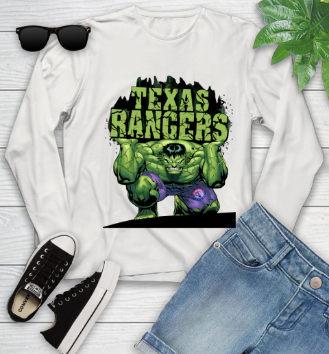 Texas Rangers MLB Baseball Incredible Hulk Marvel Avengers Sports Youth Long Sleeve 12